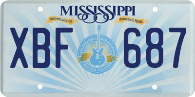 MS license plate XBF687
