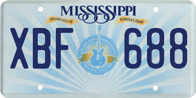 MS license plate XBF688