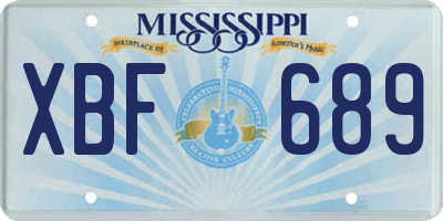 MS license plate XBF689
