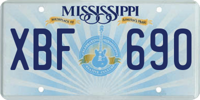 MS license plate XBF690