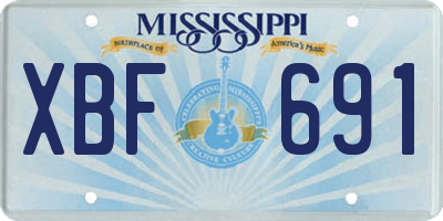 MS license plate XBF691