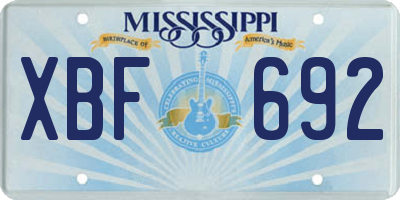 MS license plate XBF692