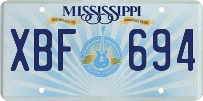 MS license plate XBF694
