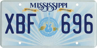 MS license plate XBF696