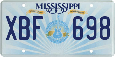 MS license plate XBF698