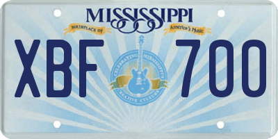 MS license plate XBF700