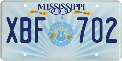 MS license plate XBF702