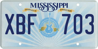 MS license plate XBF703