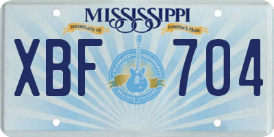 MS license plate XBF704
