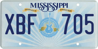 MS license plate XBF705