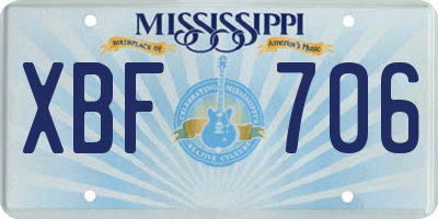 MS license plate XBF706