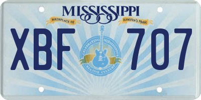 MS license plate XBF707