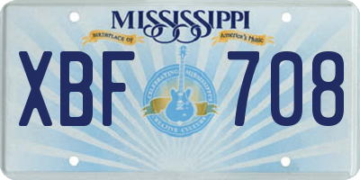 MS license plate XBF708