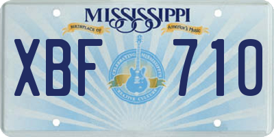 MS license plate XBF710