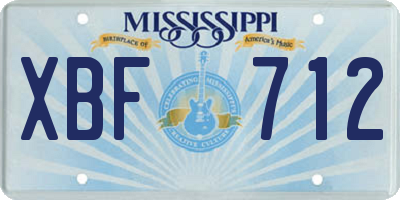 MS license plate XBF712