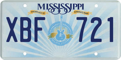 MS license plate XBF721