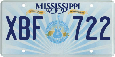 MS license plate XBF722