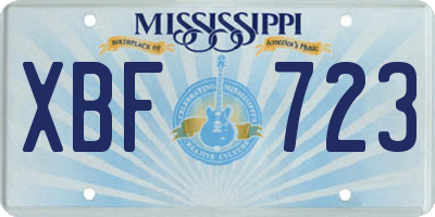 MS license plate XBF723