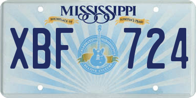 MS license plate XBF724