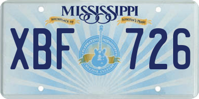 MS license plate XBF726