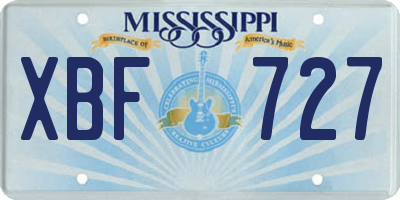 MS license plate XBF727
