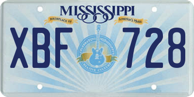 MS license plate XBF728