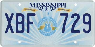 MS license plate XBF729