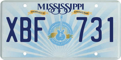 MS license plate XBF731