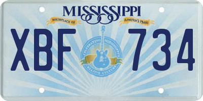 MS license plate XBF734