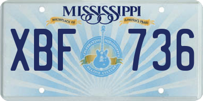 MS license plate XBF736