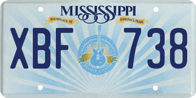 MS license plate XBF738
