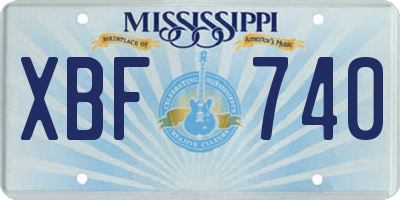 MS license plate XBF740