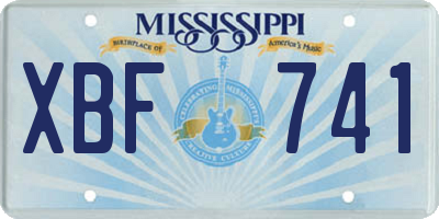 MS license plate XBF741