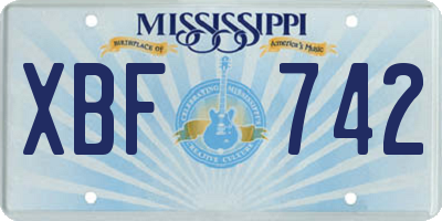 MS license plate XBF742