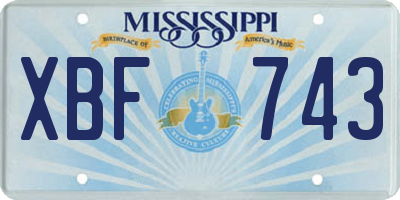 MS license plate XBF743