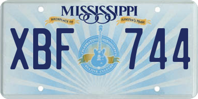 MS license plate XBF744