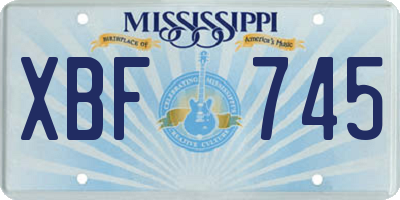 MS license plate XBF745