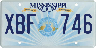 MS license plate XBF746
