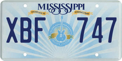 MS license plate XBF747