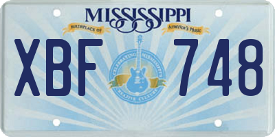 MS license plate XBF748