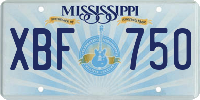 MS license plate XBF750