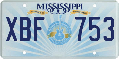 MS license plate XBF753
