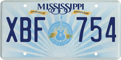 MS license plate XBF754