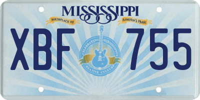 MS license plate XBF755
