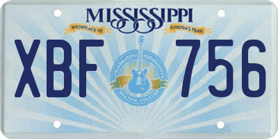 MS license plate XBF756