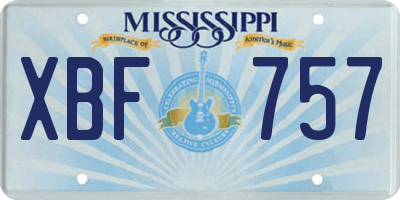 MS license plate XBF757