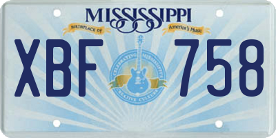 MS license plate XBF758