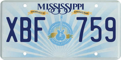 MS license plate XBF759