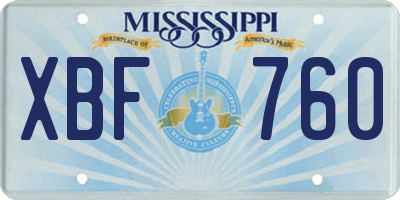 MS license plate XBF760