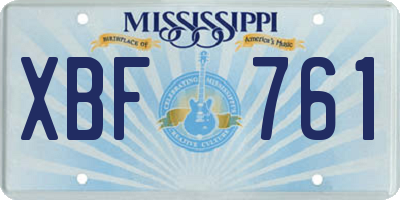 MS license plate XBF761